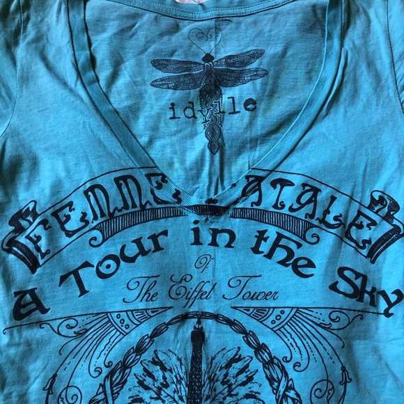 Idylle Short Sleeve Eiffel Tower Top Size M - Picture 3 of 9